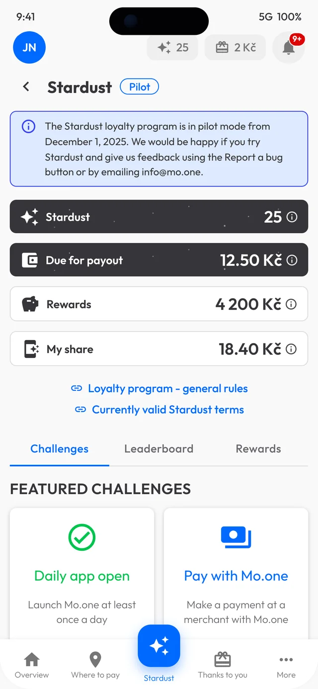 Stardust in the Mo.one App