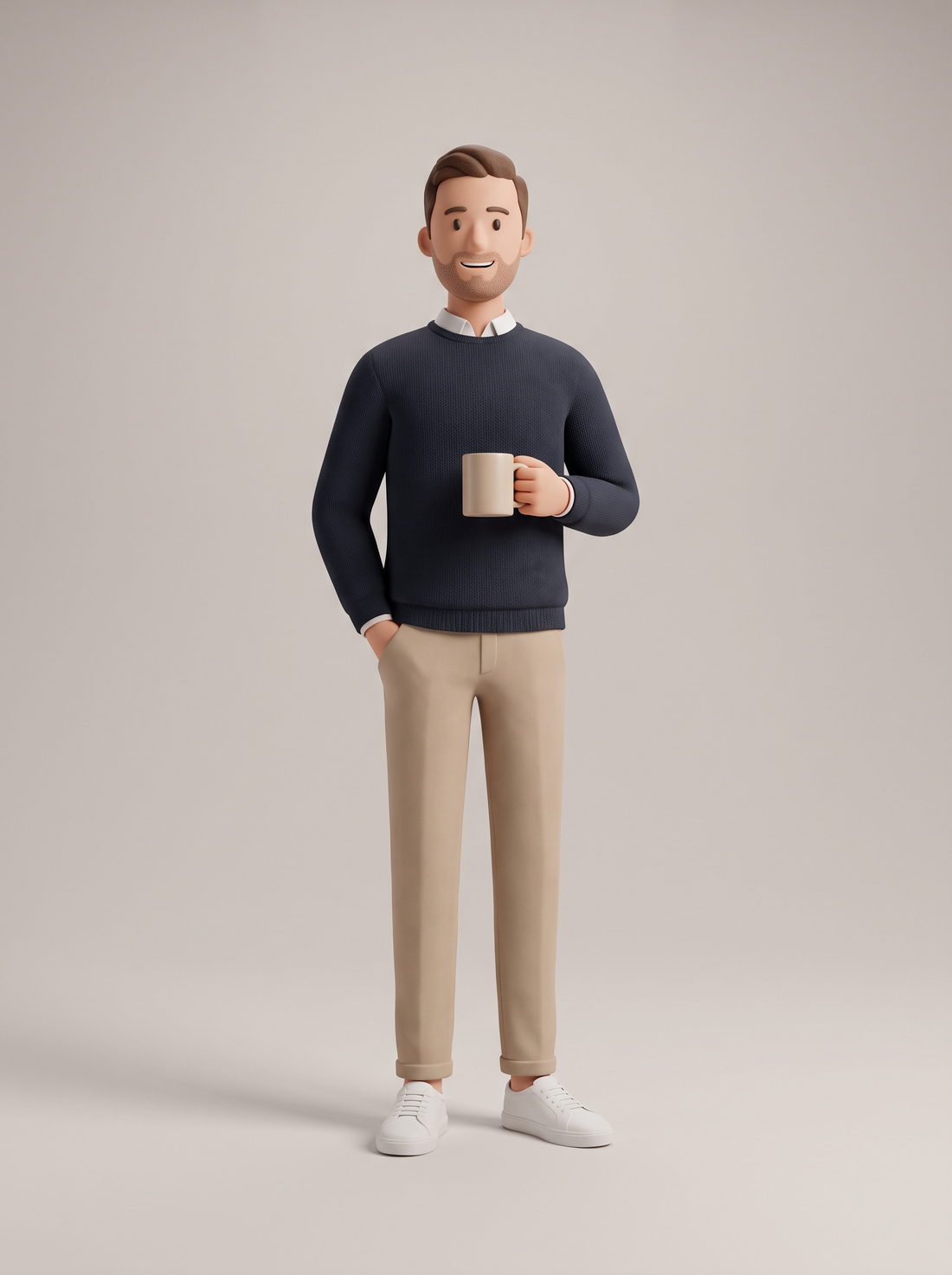 A happy franchisee with a mug of coffee